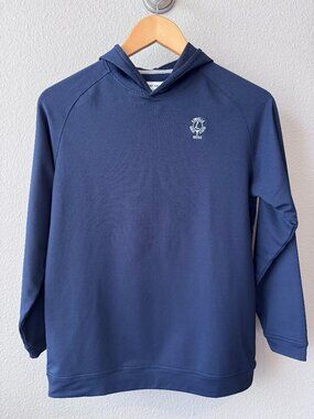 Peter Millar Boys Navy Hooded Sweatshirt with Small White Logo